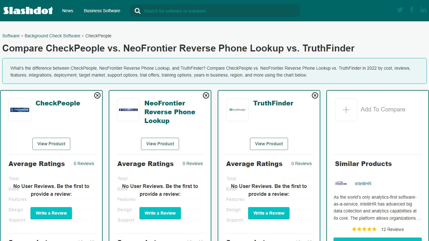 Compare CheckPeople vs. NeoFrontier Reverse Phone Lookup vs ...